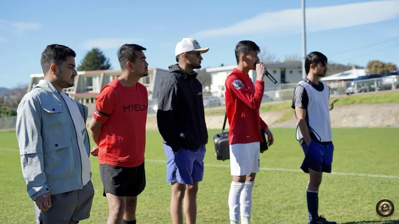 Lined up for the presentation, Himalaya Tasman FC Interclub Tournament, 28 August 2026