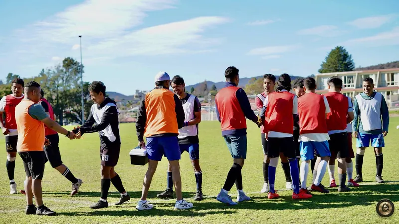 Pre-match huddle, Himalaya Tasman FC Interclub Tournament, 28 August 2026