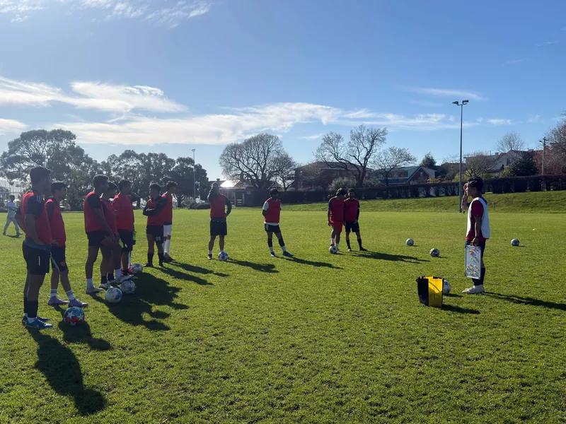 Tactics board out, Himalaya Tasman FC training